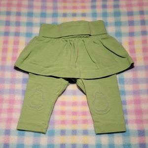 BABY GAP 🍐 NWOT Green Elastic Waist Mini Skirt Long Pants w/Pear Knees 0-3M